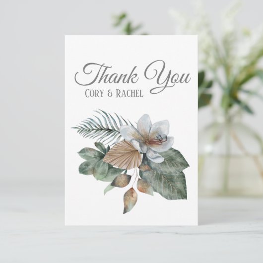 Boho Bouquet Wedding Dank je platte Kaart (Staand voorkant)