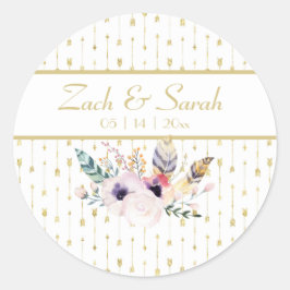  Boho Bouquet Wedding Seals Ronde Sticker