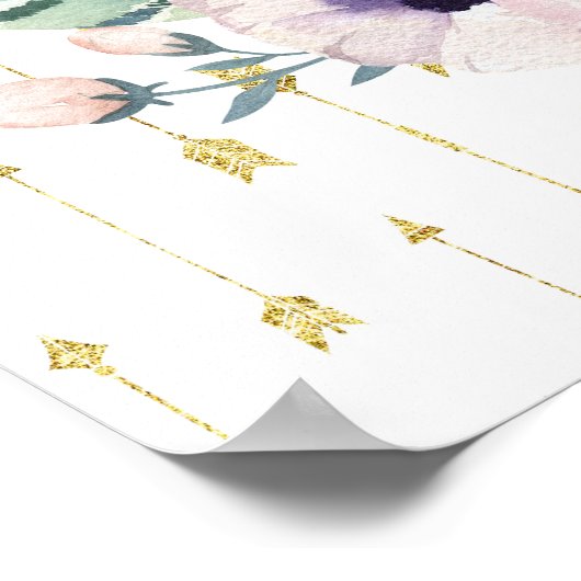  Boho Bouquet Wedding Welkom Poster (Hoek)