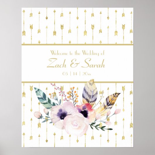  Boho Bouquet Wedding Welkom Poster (Voorkant)