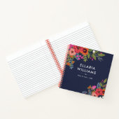 Boho Bouquets - Navy Blue & Coral - Naam Notitieboek (Binnen)