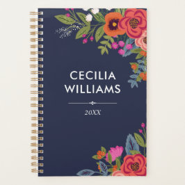 Boho Bouquets - Navy Blue & Coral - Naam Planner