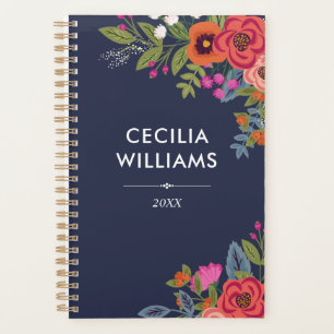 Boho Bouquets - Navy Blue & Coral - Naam Planner