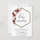 Boho Bourgogne Baby shower Invitation Kaart (Voorkant)