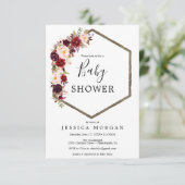 Boho Bourgogne Baby shower Invitation Kaart (Staand voorkant)