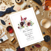 Boho Bourgogne Blush Dusty Blue Wine Bachelorette Kaart