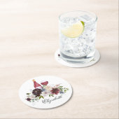 Boho Bourgogne Blush Dusty Blue Wine Ronde Kartonnen Onderzetter (Insitu)