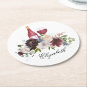 Boho Bourgogne Blush Dusty Blue Wine Ronde Kartonnen Onderzetter (Gebogen)