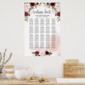 Boho Bourgogne en zwarte roze roze zitje Poster (Keuken)