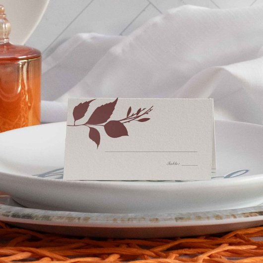 Boho Bourgogne Herfst Foliage Trouwplaats Kaart Plaatskaartje