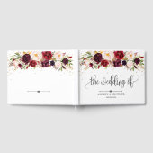 Boho Bourgogne marsala blos roze bloemenbruiloft Gastenboek (Volledig)