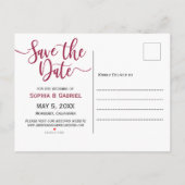 Boho Bourgogne Marsala Navy Bloemen Save the Date Aankondigingskaart (Achterkant)