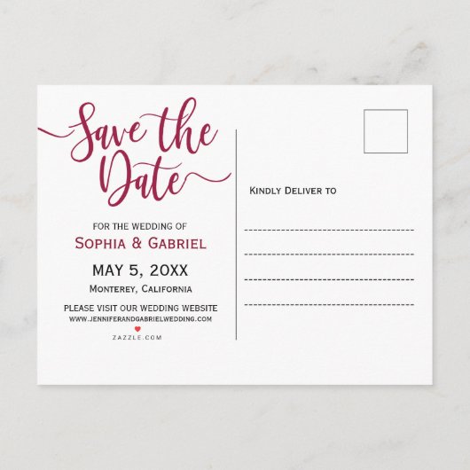 Boho Bourgogne Marsala Navy Bloemen Save the Date Aankondigingskaart (Achterkant)