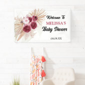 Boho Bourgogne Pampas gras Welkom Achtergrond Spandoek (Insitu)