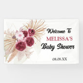 Boho Bourgogne Pampas gras Welkom Achtergrond Spandoek (Horizontaal)