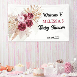 Boho Bourgogne Pampas gras Welkom Achtergrond Spandoek