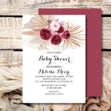 Boho Bourgogne Pampas Grass Baby shower