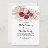 Boho Bourgogne Pampas Grass Baby shower Kaart (Voorkant)
