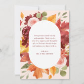 Boho Bourgogne Rustieke Bloemen Foto Huwelijk Bedankkaart (Achterkant)