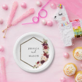 Boho Bourgogne Trouwdouche Papier Bord (Feest)