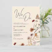 Boho Bourgogne Wildflower We doen nog steeds gelof Kaart (Staand voorkant)