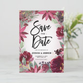 Boho Bourgogne Winter Floral Lijst Winter Save The Date (Staand voorkant)