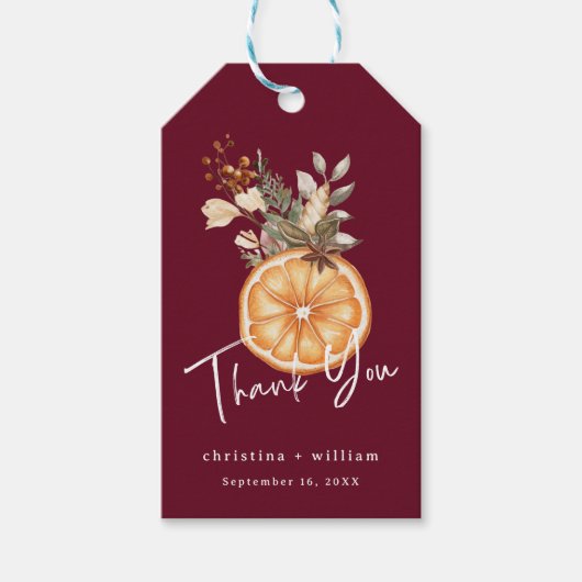 Boho Bourgogne Winter Vakantie Bruiloft Gedroogd S Cadeaulabel (Voorkant)