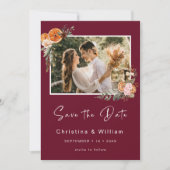 Boho Bourgogne Winter Vakantie Bruiloft Save the D Kaart (Voorkant)