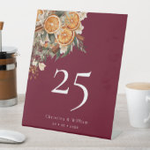 Boho Bourgogne Winter Vakantie Trouwtafel Nummer Reclamebord Met Voetstuk (Insitu)