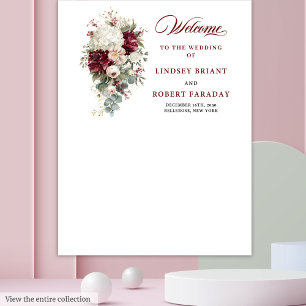 Boho Bourgogne Wit Elegante Bloemen Trouwrekwisiet Wandkleed