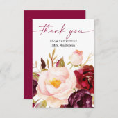 Boho Bourgondië Bloem Bruiloft Uitnodiging Bedankk (Voorkant / Achterkant)