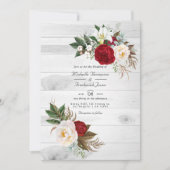 Boho Bourgondië Bloem QR Code RSVP Boheem Huwelijk Kaart (Voorkant)