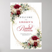 Boho Bourgondië Bloemen Groene Bruiloft Feest Verw Poster (Voorkant)