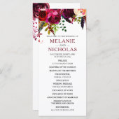 Boho Bourgondië Bloemenbruiloft, 3979 Programmakaart (Voorkant / Achterkant)