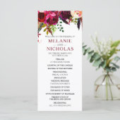 Boho Bourgondië Bloemenbruiloft, 3979 Programmakaart (Staand voorkant)