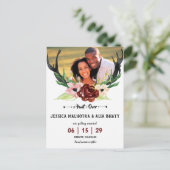 Boho Bourgondië Bloemrijke Jacht is Voorbij Sla de Aankondigingskaart (Staand voorkant)