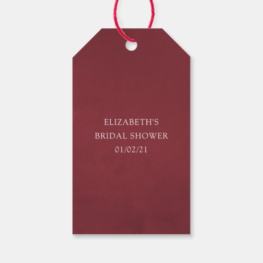 Boho Bourgondië Bloemrijke Wijnproeverij Bruidsfee Cadeaulabel (Achterkant)