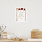 Boho Bourgondië Bloemstuk Marsala Verlovingsfeest Poster (Keuken)