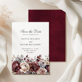 Boho Bourgondië & Blush Bloemen Save the Date Kaar