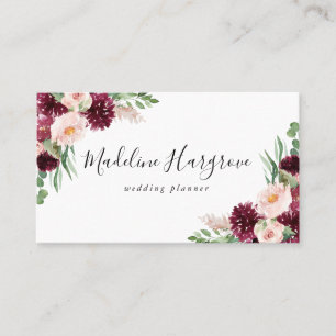 Boho Bourgondië & Blush Bloemen Visitekaartje