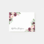 Boho Bourgondië & Blush Floral gepersonaliseerd Post-it® Notes (Voorkant)
