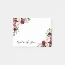 Boho Bourgondië & Blush Floral gepersonaliseerd Post-it® Notes