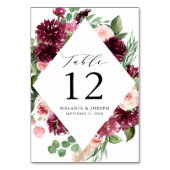 Boho Bourgondië & Blush Waterverf Bloemen Bruiloft Kaart (Achterkant)