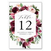 Boho Bourgondië & Blush Waterverf Bloemen Bruiloft Kaart (Achterkant)