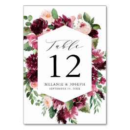Boho Bourgondië & Blush Waterverf Bloemen Bruiloft Kaart