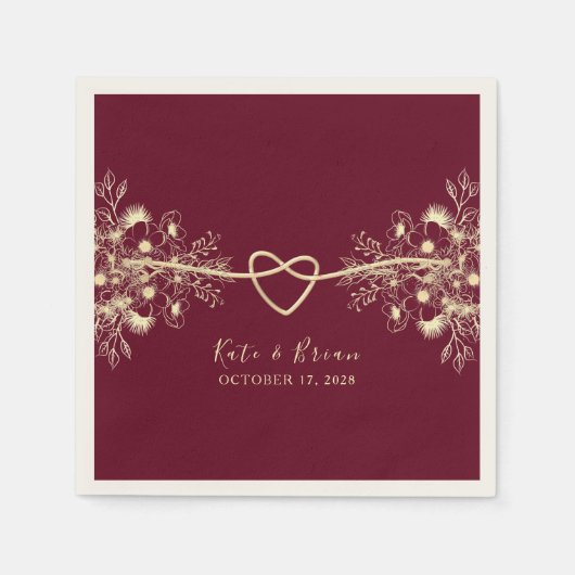 Boho Bourgondië bruiloft servetten (Voorkant)