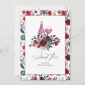 Boho Bourgondië & Dusty Blue Wine thema Bacheloret Bedankkaart (Voorkant)