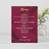 Boho Bourgondië en goud Elegant Script Trouwen Menu (Staand voorkant)