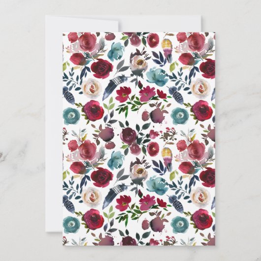 Boho Bourgondië en marine wijn proeverij bruids bi Kaart (Achterkant)