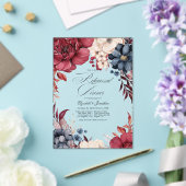 Boho Bourgondië en Navy Floral repetitie diner Acryl Uitnodigingen (Insitu (Huwelijk))